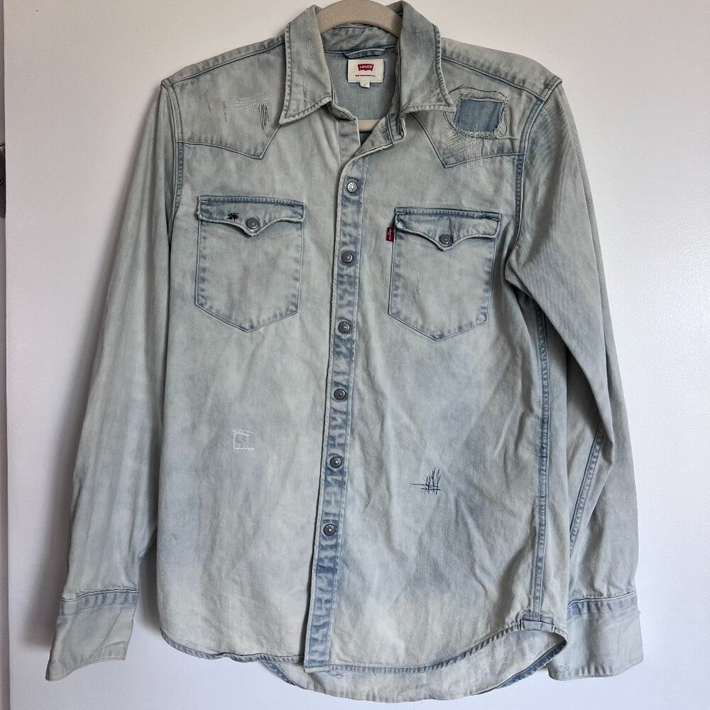 Levi’s Denim Shirt with Snap Buttons | Distressed Button Down